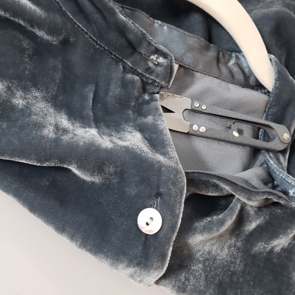 J.Jill Velvet Mockneck Band Collar Buttondown Women's Shirt Top Lux Silk S - Picture 7 of 13